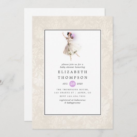 Invitation Baby shower de fées brillant (Devant / Derrière)