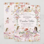 Invitation Baby shower de fées Whimsical Flower Meadow Garden (Devant / Derrière)