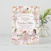 Invitation Baby shower de fées Whimsical Flower Meadow Garden (Debout devant)