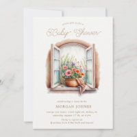 Baby shower de fenêtre fleurie aquarelle