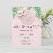 Invitation Baby shower de fentes rose mignonne par courrier (Debout devant)