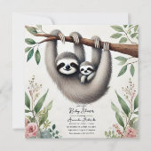 Invitation Baby shower de fentes rustique (Devant)