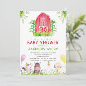 Invitation Baby shower de ferme à aquarelle mignonne (Debout devant)