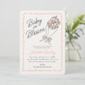 Invitation Baby shower de ferme à fleurs roses