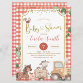 Invitation Baby shower de ferme garçon (Devant / Derrière)