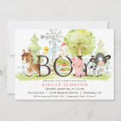 Invitation Baby shower de ferme garçon (Devant)