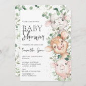 Invitation Baby shower de ferme pour petits garçons (Devant / Derrière)