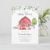 Invitation Baby shower de ferme pour petits garçons (Debout devant)