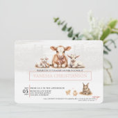 Invitation Baby shower de ferme rose (Debout devant)