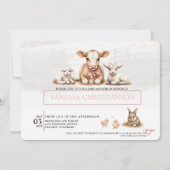 Invitation Baby shower de ferme rose (Devant)