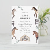 Invitation Baby shower de ferme Rustique Horse (Debout devant)