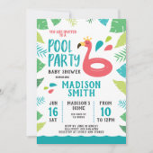 Invitation Baby shower de fête de la piscine tropicale Flaman (Devant)