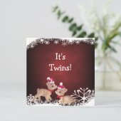 Invitation Baby shower de fête de Noël de jumeaux de faons (Debout devant)