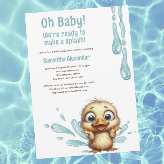 Invitation Baby shower de fête de piscine
