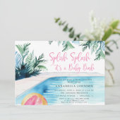 Invitation Baby shower de fête de piscine chic c'est une fill (Debout devant)