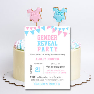 Invitation Baby shower DE FÊTE DE RÉVÉLATION DE GENRE Rose