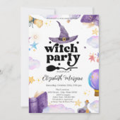 Invitation Baby shower de fête de sorcière mignonne (Devant)