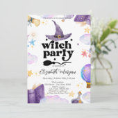 Invitation Baby shower de fête de sorcière mignonne (Debout devant)