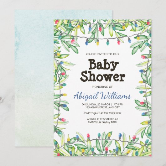 Invitation Baby shower de fête de verdure Woodland Garden Inv (Devant / Derrière)