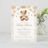 Invitation Baby Shower de fête des vacances d'ours en peluche (Debout devant)