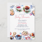 Invitation Baby shower de fête du thé de Noël modèle (Devant)