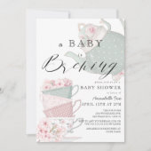 Invitation Baby shower de fête du thé rose brassant pour bébé (Devant)