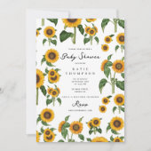 Invitation Baby shower de feuillage botanique de tournesol d' (Devant)