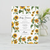 Invitation Baby shower de feuillage botanique de tournesol d' (Debout devant)