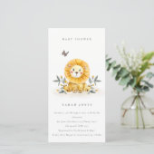 Invitation Baby shower de feuillage de Lion de boi (Debout devant)