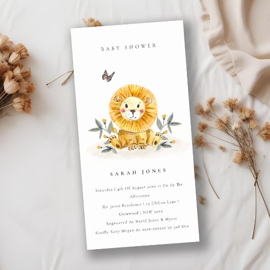 Invitation Baby shower de feuillage de Lion de boi