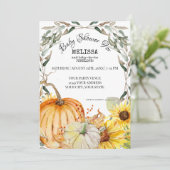 Invitation Baby shower de feuillage de tournesol de ferme Cit (Debout devant)