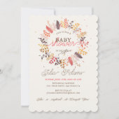 Invitation Baby shower de feuillage du champignon fleur sauva (Devant)