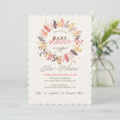 Invitation Baby shower de feuillage du champignon fleur sauva (Debout devant)