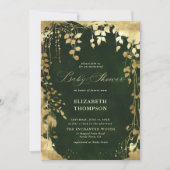 Invitation Baby shower de feuillage Enchanted Forest Gold Fra (Devant)