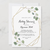 Invitation Baby shower de feuillage Eucalyptus géométrique (Devant)