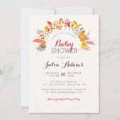 Invitation Baby shower de feuillage Fleur sauvage violet oran (Devant)