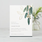 Invitation Baby shower de feuillage simple Gold Green Eucalyp (Debout devant)