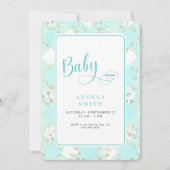 Invitation Baby shower de feuillage Turquoise (Devant)