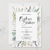 Invitation Baby shower de feuillage vert (Devant)