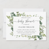 Invitation Baby shower de feuillage vert Eucalyptus (Devant)
