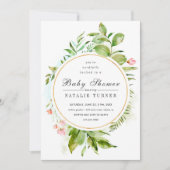 Invitation Baby shower de feuillage vert floral (Devant)