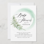 Invitation Baby shower de feuille de fern aquarell (Devant)