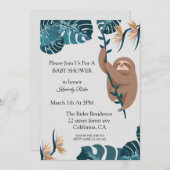 Invitation Baby shower de feuille tropicale mignonne (Devant / Derrière)