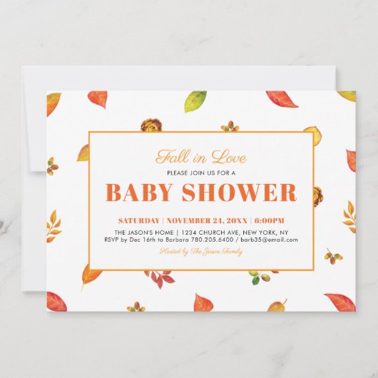 Invitation Baby shower de feuilles d'automne/autom (Devant)