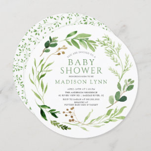 Invitation Baby shower de feuilles vertes botaniques