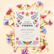 Invitation Baby shower de Fiesta rose jaune mexica