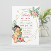 Invitation Baby shower de fille à ananas tropical Luau (Debout devant)