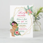 Invitation Baby shower de fille à ananas tropical Luau (Debout devant)