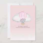 Invitation Baby shower de fille à ballons éléphants | Roses r (Dos)