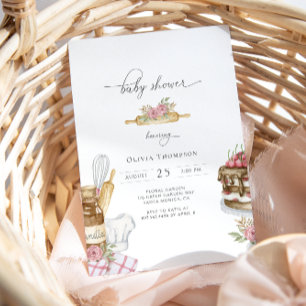 Invitation Baby shower de fille à cuisson aquarelle